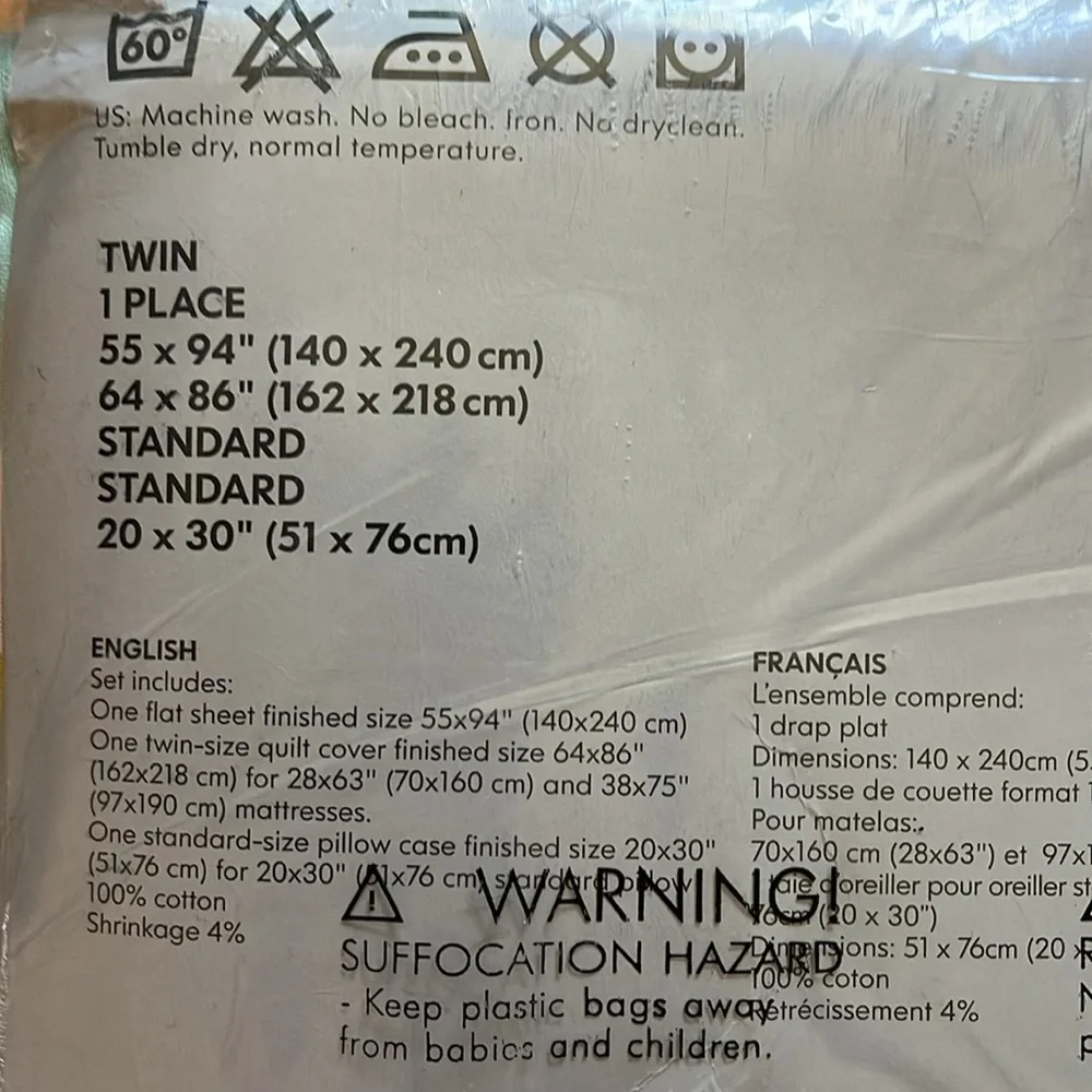 NEW IKEA number theme 3 piece twin sheets